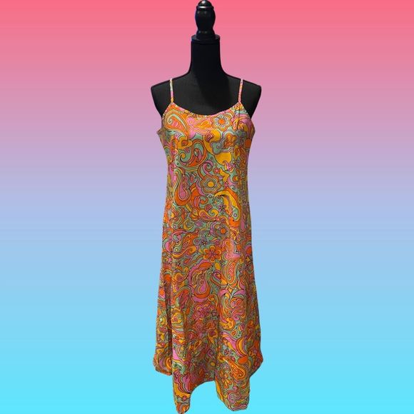 NWOT - NEVER FULLY DRESSED NFD MAXI TANK DRESS GROOVY PSYCHEDELIC PATTERN - Picture 1 of 14